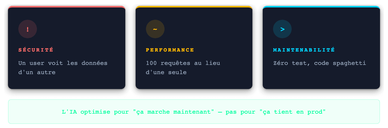 Les 3 raisons pour lesquelles le code IA plante en production : sécurité, performance, maintenabilité
